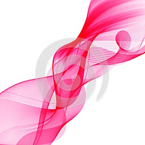 Transparent soft lines on white. Vector smooth pink abstract waves.