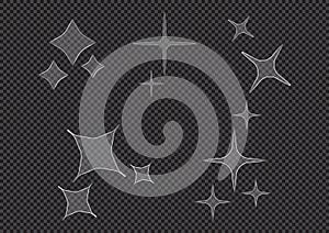 Transparent Sparkle and Shine Effects Clipart on Checkered Background