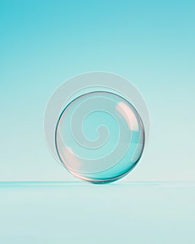 Transparent Sphere on Soft Blue Gradient Background