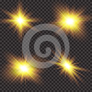 Transparent sunlight lens flare light effect. Star burst with sparkles. Vector illustration