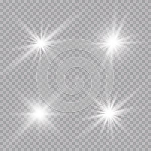 Transparent sunlight lens flare light effect. Star burst with sparkles. Vector illustration