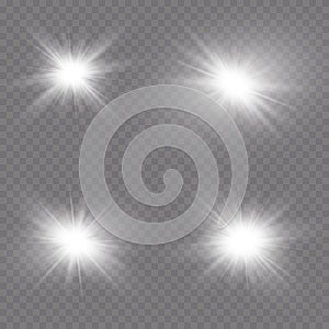 Transparent sunlight lens flare light effect. Star burst with sparkles. Vector illustration