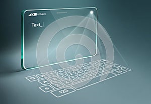 Transparent tablet with digital virtual keyboard