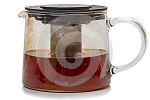 Transparent teapot with tea