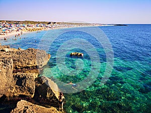 Transparent and turquoise sea in Villasimius. Sardinia