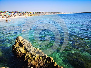 Transparent and turquoise sea in Villasimius. Sardinia, Italy