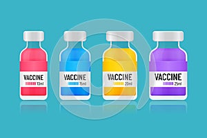 Transparent Vaccine Bottles Icon Set