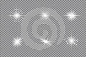 Transparent. Vector glowing light effect with gold rays and beams. Transparent shine gradient glitter, bright flare. vector illust