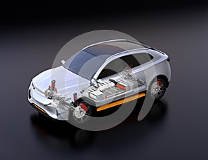 Transparent view of electric SUV car