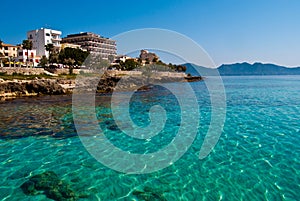 Transparent water and the beach of the sea Majorca