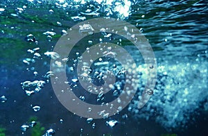 transparent water with bubbles, background texture