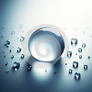 Transparent water drop. Isolated in background. AI generated