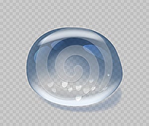 Transparent Water Droplet, Dew Or Tear 3d Vector Graphic Element, Representing Isolated Aqua Bubble Or Droplet