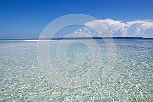 Transparent water in font of Maratua island in kalimantan