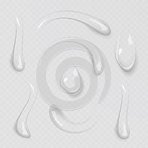 Transparent water gel drop set. Vector EPS 10. photo