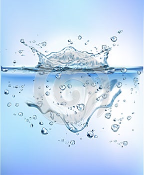 Transparent water splash effect vector backgroung. Vector Illustration.