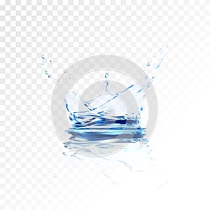 Transparent water splash with reflection and drops . 3d illustration vector. aqua surface background created