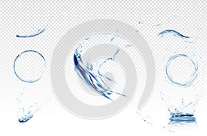 Transparent water wave with bubbles. Vector illustration in light blue colours. Purity and freshness concept. Website