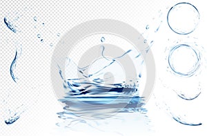 Transparent water wave with bubbles. Vector illustration in light blue colours. Purity and freshness concept. Website photo