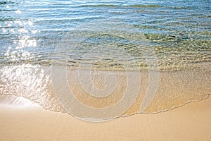 Transparent water in wave form move to beach