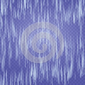 Transparent Waterfall Vector. Abstract Falling Water Texture. Nature Or Artificial Blue Water Drops Wall. Checkered Background. EP