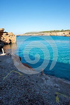 Transparent waters in the cala compte, Ibiza photo