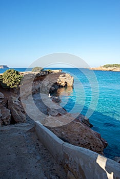 Transparent waters in the cala compte, Ibiza photo