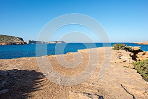 Transparent waters in the cala compte, Ibiza photo