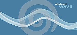 Transparent wave on dull blue background. Vector graphics