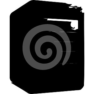 A transparent and white of a rectangular object with a handle