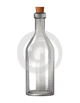 Transparent wine bottle with fresh liquid