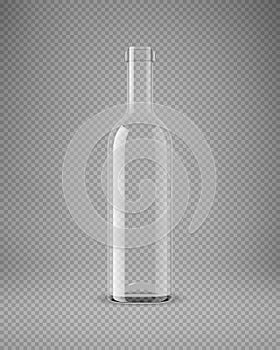Transparent wine bottle isolated. 3D illustration. Vector