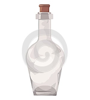 Transparent wine bottle isolated on white