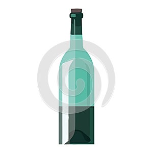 Transparent wine bottle with label and glass