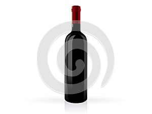 Transparent wine bottle  on white background