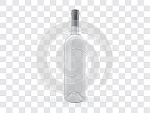 Transparent wine bottle  on white background
