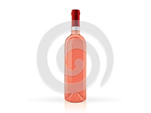 Transparent wine bottle  on white background