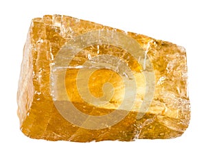 transparent yellow calcite mineral isolated