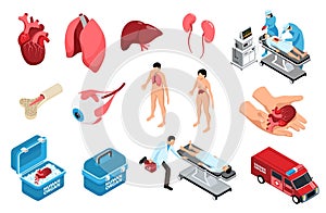 Transplantation Isometric Icon Set