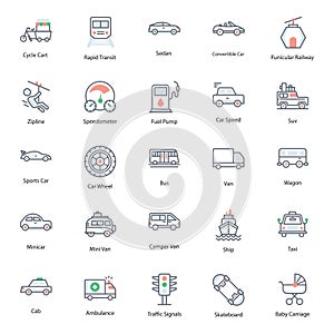 Transport Agency and Car Repair flat Vectors Pack