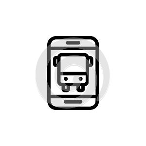 The transport app in the phone icon vector. Isolated contour symbol illustration