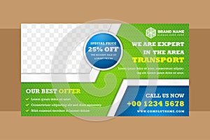 Transport banner template, horizontal advertising business layout