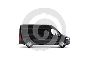 Transport black van car on white background