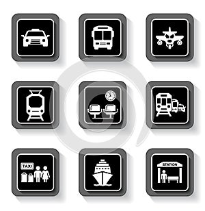 Transport buttons with white silhouette