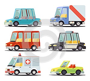 Transport Car Vehicle Icon Design Stylish Retro Cartoon Flat Vector Illustration