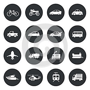 Transport circle Icons waterways, overland, air.