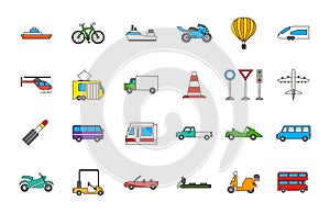 Transport colorful icons set