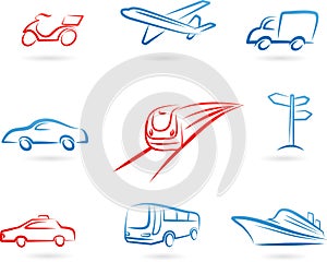 Transport concept icon set