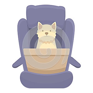 Transport dog car seat icon cartoon vector. Travel road