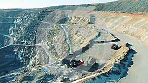 Transport is extracting copper in the open-pit mine